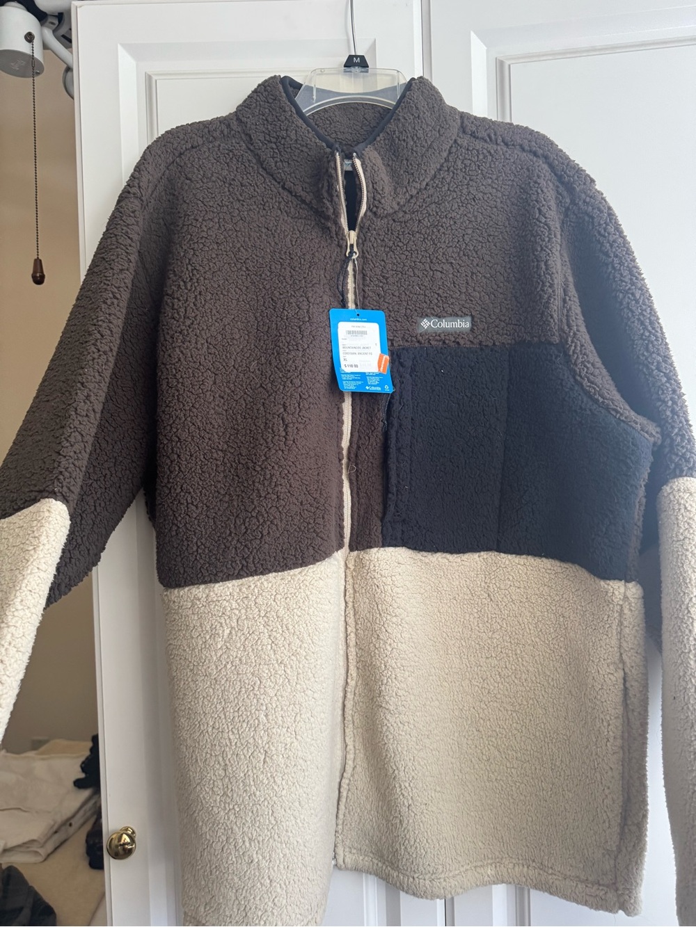 Columbia Colorblock Sherpa Fleece Jacket - Brown & Cream